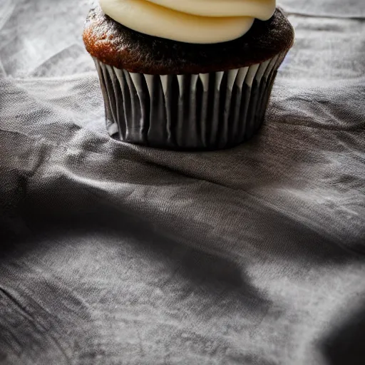 Image similar to cupcake inspired by a tank, closeup, professional food photography