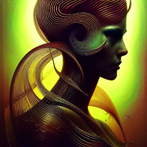 Prompt: phase looping transcendental realities, altered states, intricate, elegant, wavy, zig zag, jagged, varnished, rgb crt scanlines, highly detailed, smooth, sharp focus, award - winning, masterpiece, in the style of tom bagshaw, cedric peyravernay, peter mohrbacher, pinterest, m. c. esther