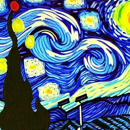 Image similar to painting of a giant angry stay puft marshmallow man in the style of starry night by vincent van gogh intricate detail,