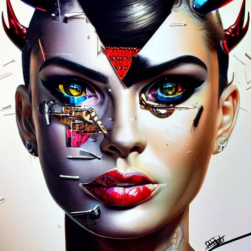 portrait of beautiful cyborg devil by sandra chevrier, | Stable ...