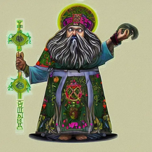 Prompt: cyber floral bearded orthodox druid