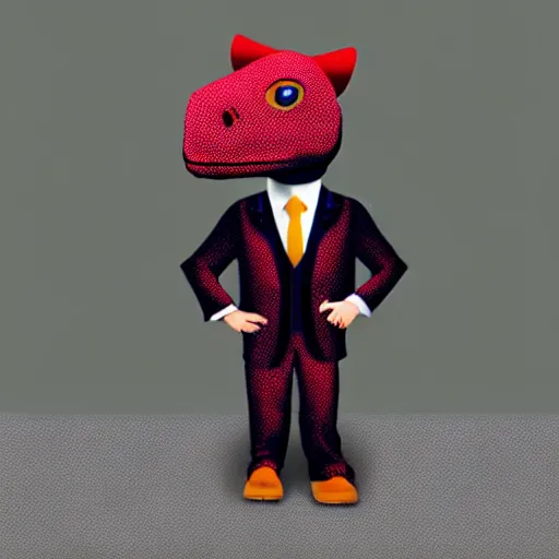 Image similar to dinosaur wearing a suit