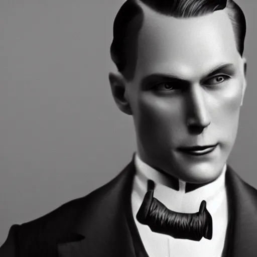 Prompt: A photograph portrait of Jerma985 with slicked back hair in the early 1920s, taken in the early 1920s, grainy, taken on a early 1900s Leica Camera, realistic, hyperrealistic, very realistic, highly detailed, very detailed, extremely detailed, detailed, digital art, trending on artstation