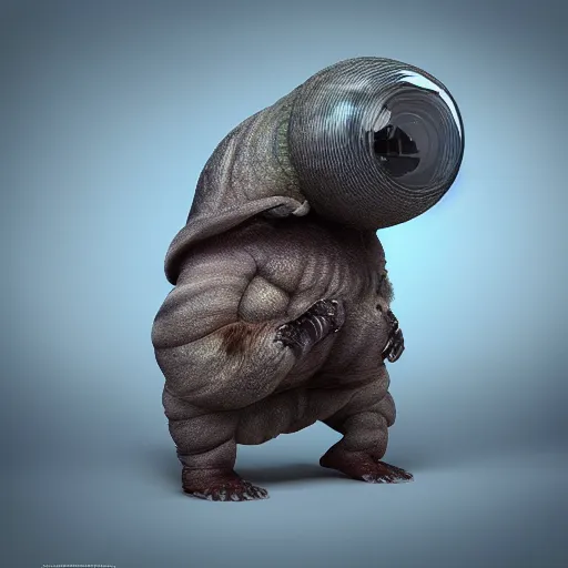 Prompt: tardigrade big eyes a lot of fur cute highly detailed high - quality photo realistic 8 k octane render blender