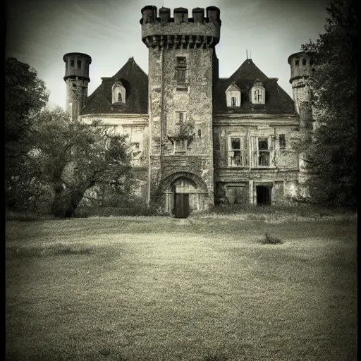 Image similar to A photograph of a beautiful abandoned castle