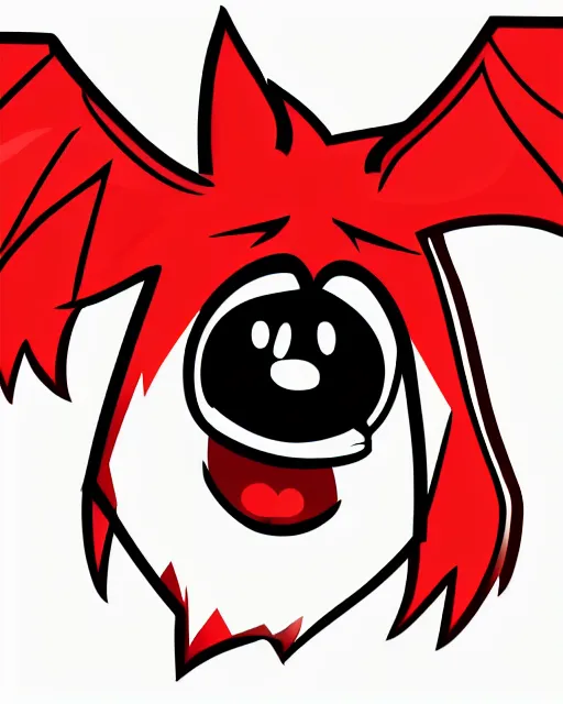 Image similar to 2 d logo, cute red bat that is crying, vector line art, polygon