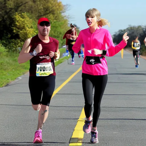 Prompt: Taylor Swift running a marathon