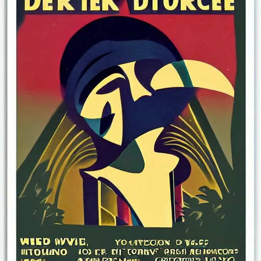 Image similar to dork person in art deco style, poster