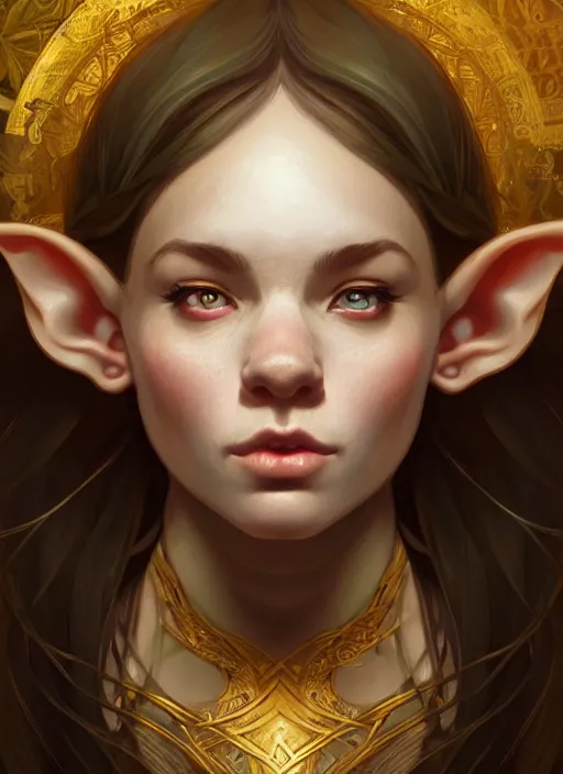 Image similar to portrait of an elf - dwarf using the golden ratio, highly detailed, digital painting, artstation, sharp focus, illustration, art by tan zi and ayanamikodon and alphonse mucha and wlop