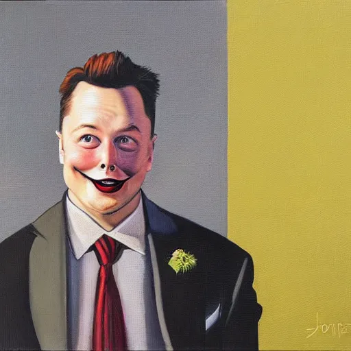 Prompt: the anthropomorphic potato elon musk by john byrne, photorealistic oil on canvas