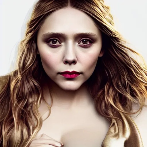 Image similar to elizabeth olsen inspired avant-garde art, deco fashion, highly detailed, photorealistic portrait, bright studio setting, studio lighting, crisp quality and light reflections, unreal engine 5 quality render