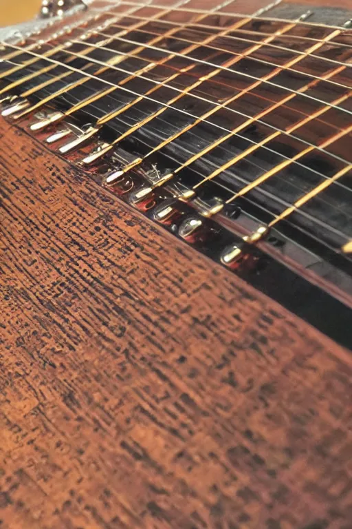 Image similar to up close steampunk guitar fretboard