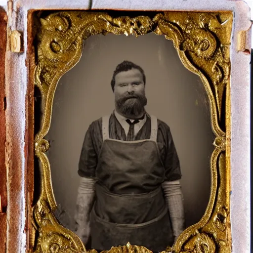 Prompt: tintype of the butcher god