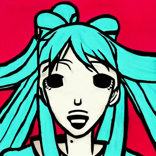 Image similar to Hatsune miku by Jean-Michel Basquiat