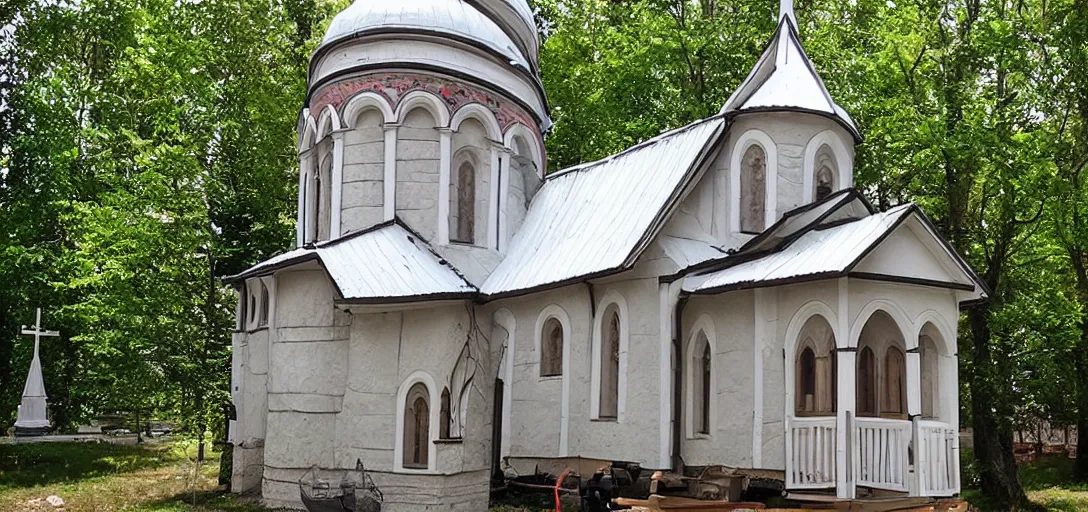 Image similar to tiny home that looks like st volodymyr's cathedral.