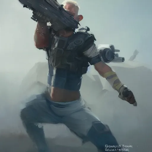 Prompt: boomer shooter protagonist, painted by stanley lau, painted by greg rutkowski, painted by stanley, artgerm, masterpiece, digital art, trending on arts