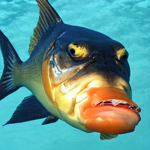 Prompt: fish that looks like mike tyson