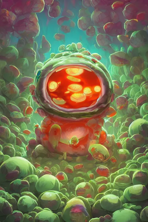 Image similar to roots cactus sushi cristal smurf ghost creature animal sushi cristal very big eye roots cactus elemental flush of force nature micro world fluo fishscale, behance hd by jesper ejsing, by rhads, makoto shinkai and lois van baarle, ilya kuvshinov, rossdraws radiating a glowing aura global illumination ray tracing hdr