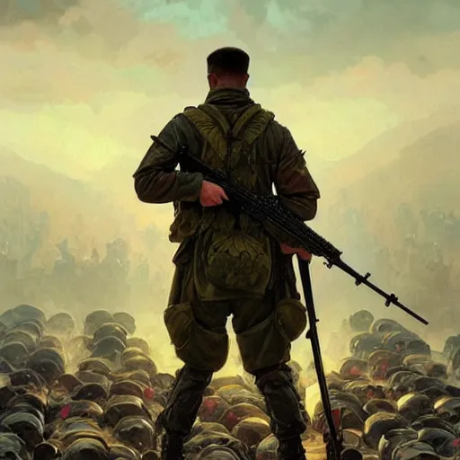 a distant shot from behind of a Ukrainian military | Stable Diffusion ...