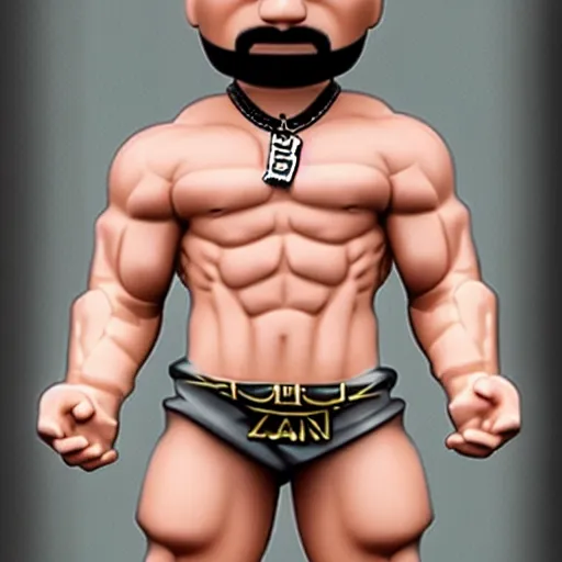 Image similar to TechnoViking male with no shirt, large muscles, bald head, dirty-blonde extended goatee, necklace chibi as a Funko Pop