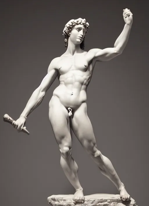 Prompt: a female version of the David by Michelangelo, studio lighting