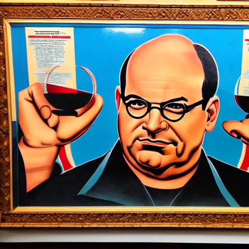 Prompt: a socialist realist mural of george costanza
