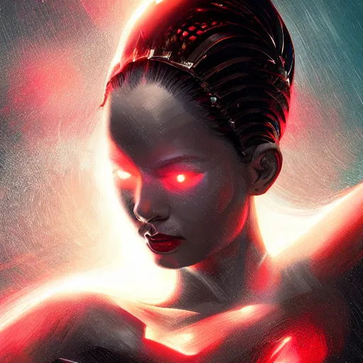 Image similar to head and shoulders portrait of modern darna, shark with a laser beam attached to its head, intricate, elegant, dark vibes, highly detailed, digital painting, artstation, glamor pose, concept art, smooth, sharp focus, illustration, art by wlop, mars ravelo and greg rutkowski