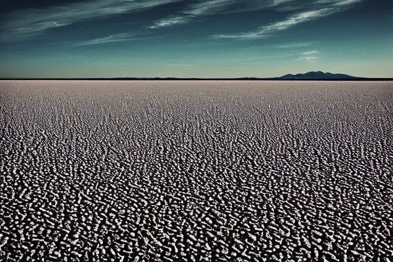 Image similar to “ a triangle of vermillion on a landscape of salt flats. photorealistic. award winning ”