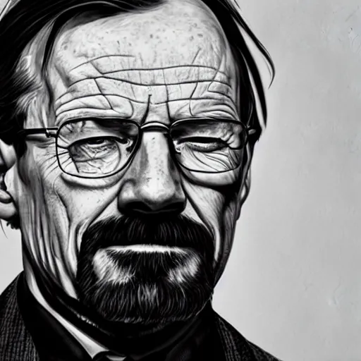 a detailed portrait of walter white with long hair, | Stable Diffusion