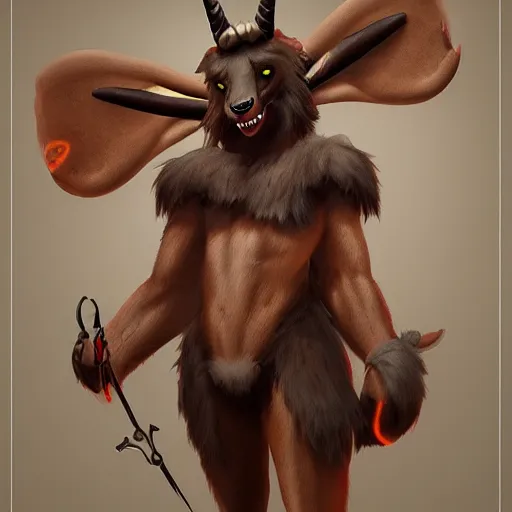 Image similar to cute anthro furry Baphomet, trending on Artstation