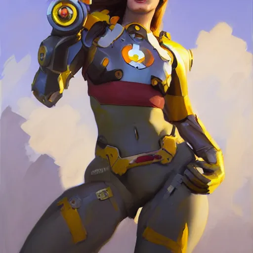 Image similar to greg manchess portrait painting of a female ironman as overwatch character, medium shot, asymmetrical, profile picture, organic painting, sunny day, matte painting, bold shapes, hard edges, street art, trending on artstation, by huang guangjian, gil elvgren, ruan jia, greg rutkowski, gaston bussiere