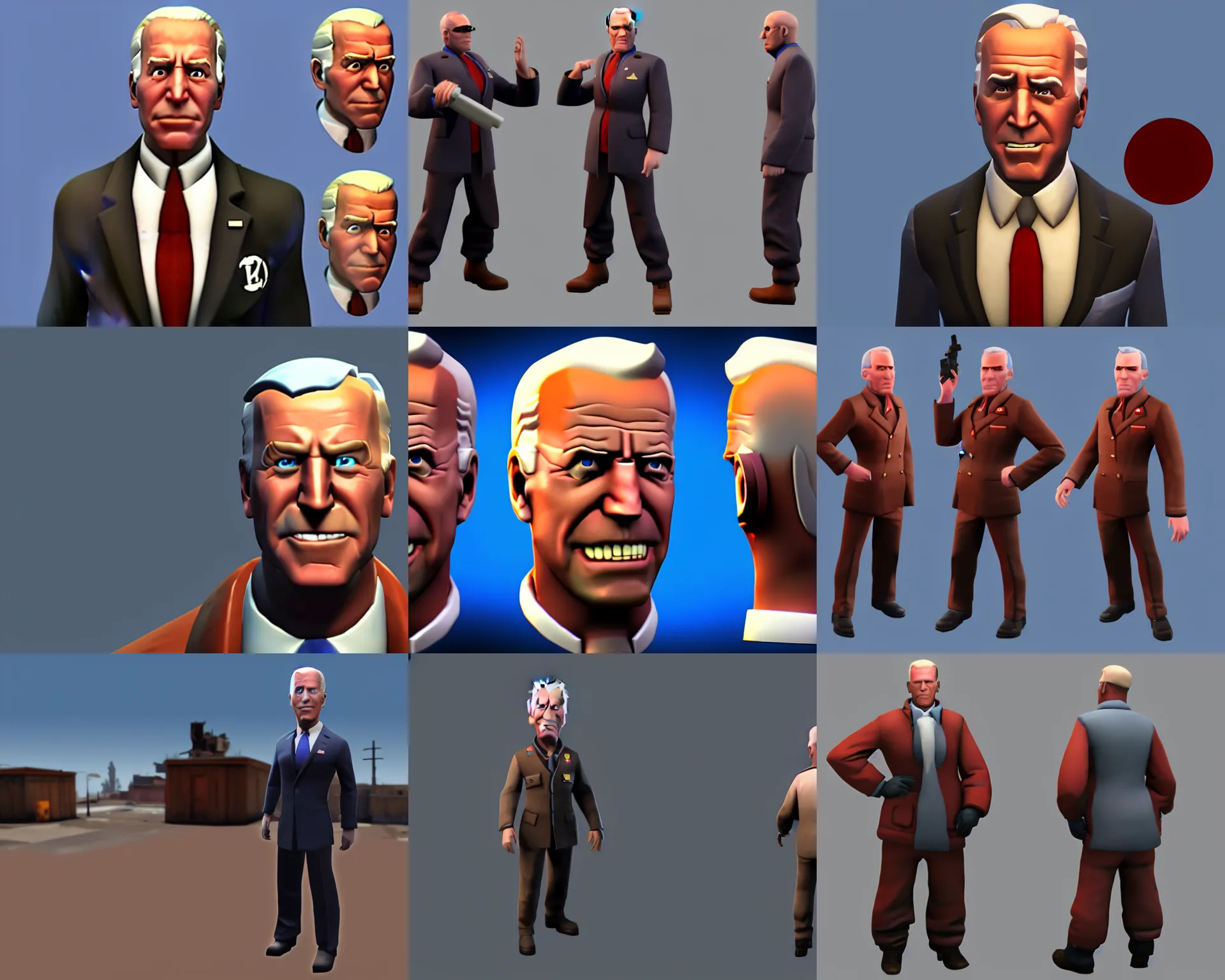 Prompt: joe biden model for team fortress 2, sfm render