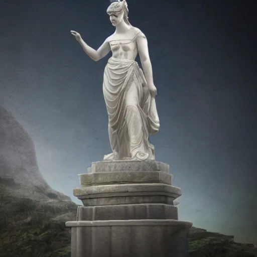 Prompt: matte painting of a marble statue