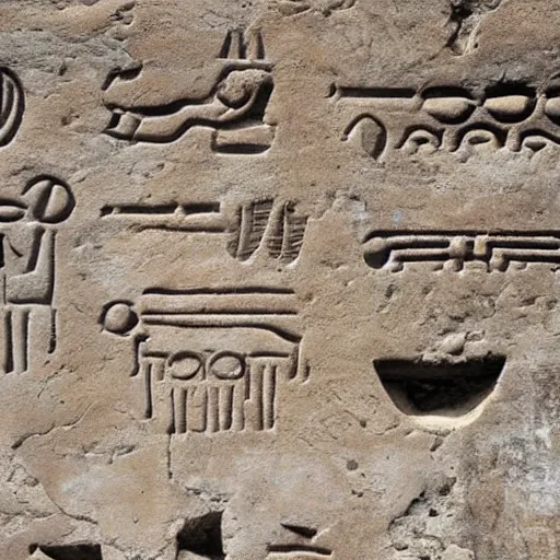 Prompt: emoji hieroglyphs on cave wall