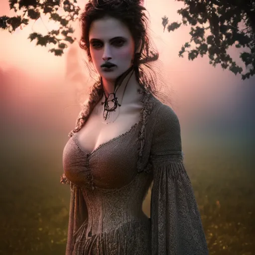 Image similar to photographic portrait of a stunningly beautiful gothic female in soft dreamy light at sunset, by edward robert hughes, annie leibovitz and steve mccurry, david lazar, jimmy nelsson, breathtaking, 8 k resolution, extremely detailed, beautiful, establishing shot, artistic, hyperrealistic, beautiful face, octane render