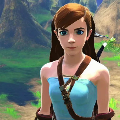 Image similar to Emma Watson screenshot from breath of the wild