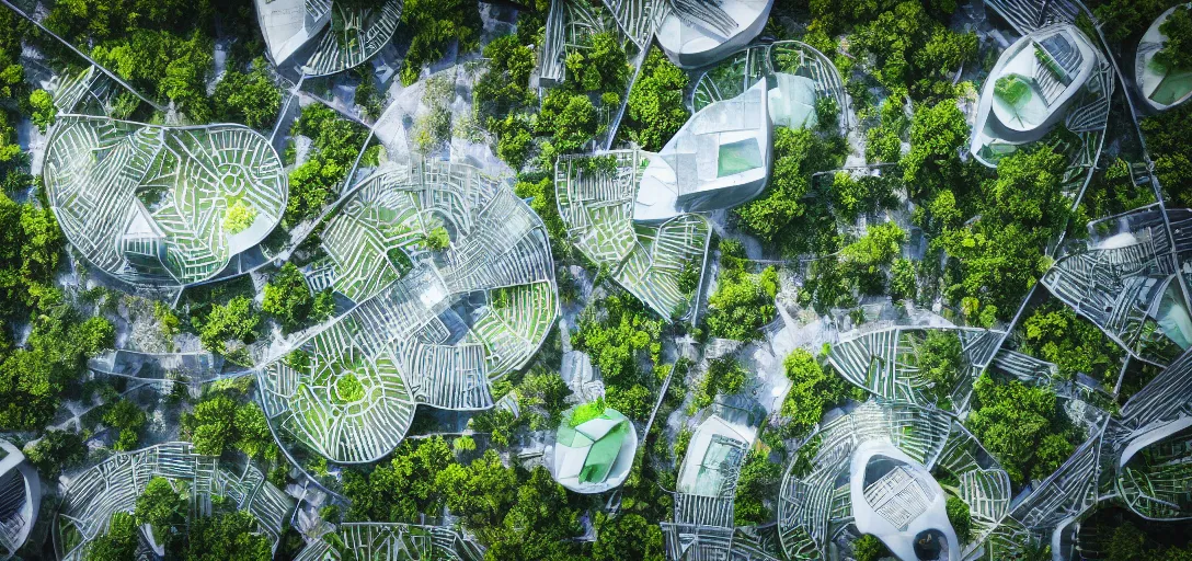 Image similar to photography of a futuristic landscape of a solarpunk city in the middle of the jungle designed by alvar aalto and taras shevchenko and le corbusier, dslr, 1 1 0 mm, sharp focus