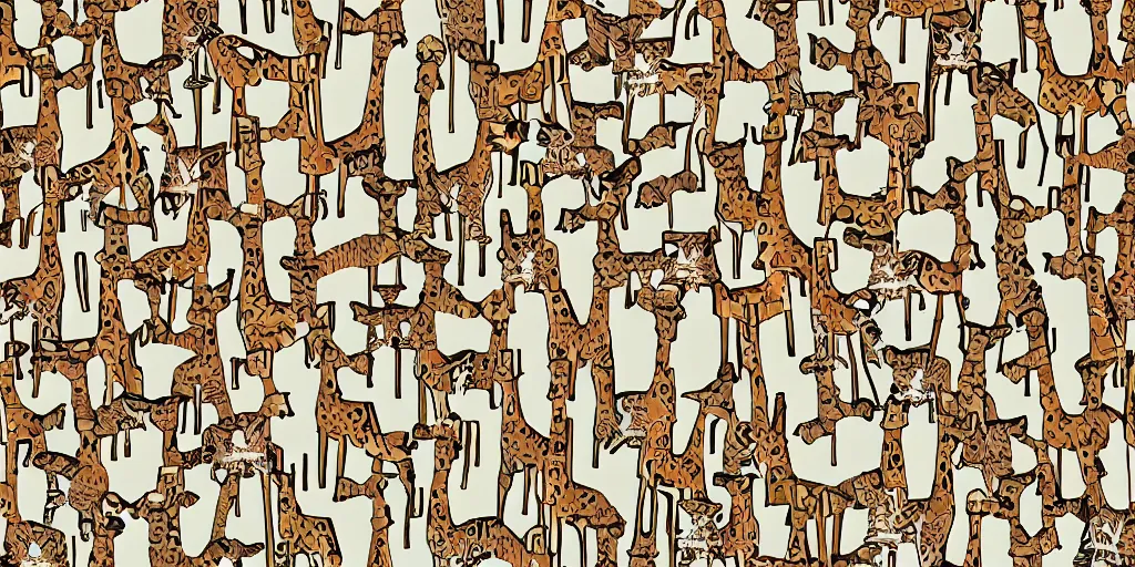 Image similar to giraffe army, illustration, cartoon