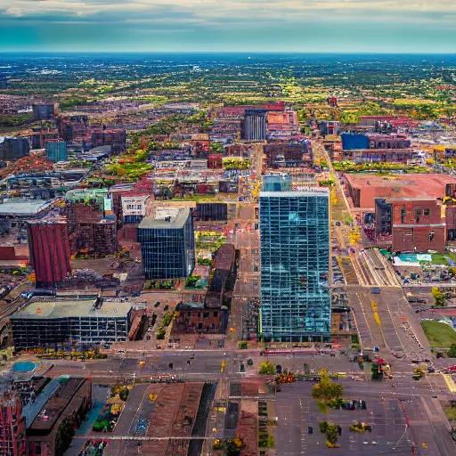 Image similar to Aerial tilt-shifted photograph of Columbus, OH with a rainbow