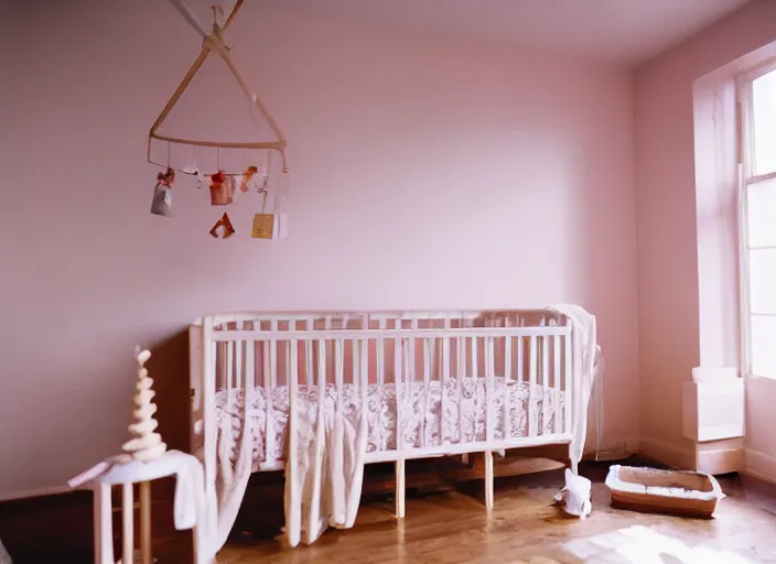 Image similar to a nursery, every bed has a baby cake inside, portra 4 0 0