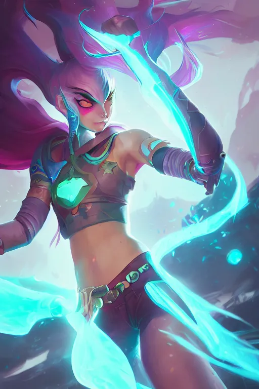 Prompt: jinx league of legends wild rift hero champions arcane magic digital painting bioluminance alena aenami artworks in 4 k design by lois van baarle by sung choi by john kirby artgerm style pascal blanche and magali villeneuve mage fighter assassin