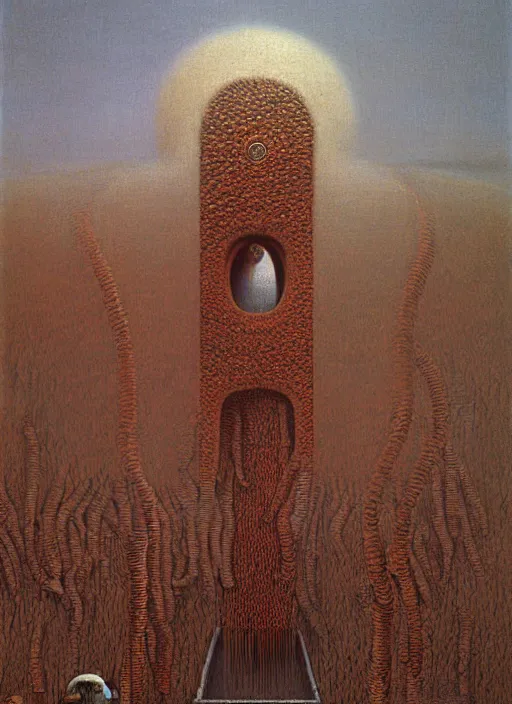 Prompt: a machine to kill gods highly detailed painting by zdzisław beksinski 8 k