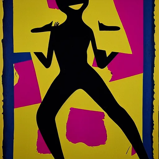 Prompt: emotionally evocative 1 9 6 0 s pop art silhouette of a desperate woman beckoning, simple shapes and bold colors