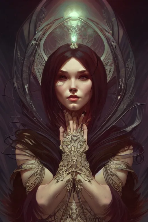 Image similar to nuclear, dark fantasy, intricate, elegant, highly detailed, digital painting, artstation, concept art, matte, sharp focus, illustration, art by artgerm and alphonse mucha