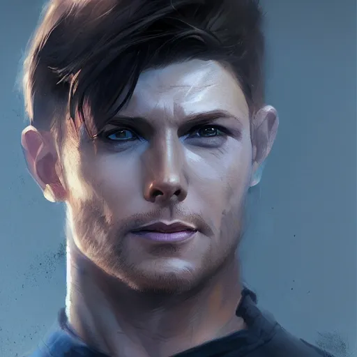 Image similar to a portrait of Jensen Ackles as Nightwing, DC art, art by Greg Rutkowski, matte painting, trending on artstation