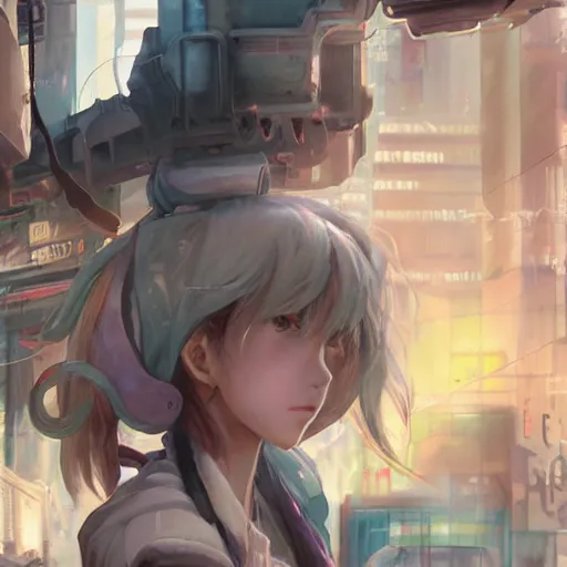 Image similar to dynamic composition, motion, ultra-detailed, incredibly detailed, a lot of details, amazing fine details and brush strokes, colorful and grayish palette, smooth, HD semirealistic anime CG concept art digital painting, watercolor oil painting of Clean and detailed post-cyberpunk sci-fi close-up schoolgirl in asian city in style of cytus and deemo, blue flame, relaxing, calm and mysterious vibes,, by a Chinese artist at ArtStation, by Huang Guangjian, Fenghua Zhong, Ruan Jia, Xin Jin and Wei Chang. Realistic artwork of a Chinese videogame, gradients, gentle an harmonic grayish colors. set in half-life 2, Matrix, GITS, Blade Runner, Neotokyo Source, Syndicate(2012), dynamic composition, beautiful with eerie vibes, very inspirational, very stylish, with gradients, surrealistic, dystopia, postapocalyptic vibes, depth of field, mist, rich cinematic atmosphere, perfect digital art, mystical journey in strange world