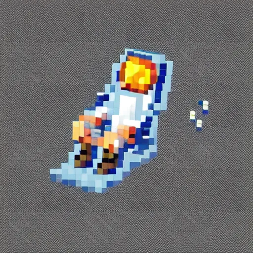 Image similar to a space man sat on a beach chair on the moon, pixel art