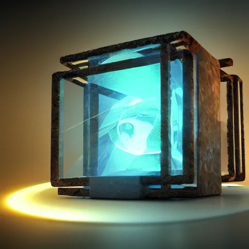 Image similar to product rendering for a mystical ethereal cube, alien, futuristic, scifi, octane render, award winning