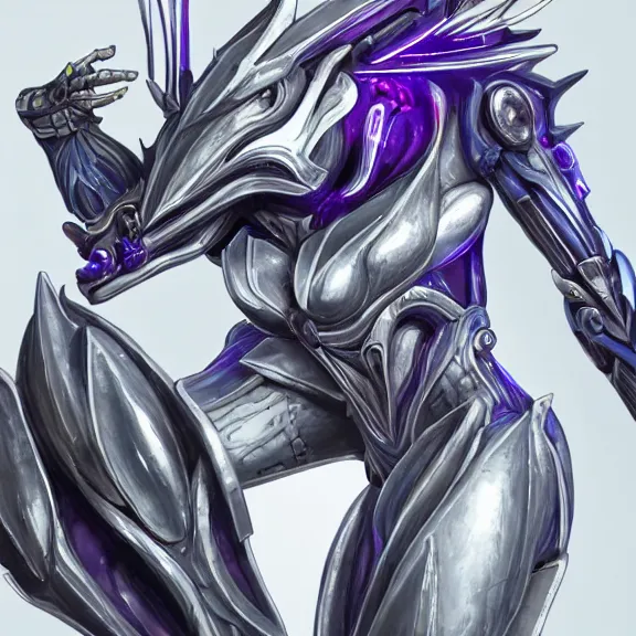 Image similar to extremely detailed front shot of a giant beautiful stunning goddess anthropomorphic hot robot mecha female dragon, silver sharp streamlined armor, detailed mawshot, glowing Purple LED eyes, standing elegantly, eating and swallowing a tiny human, food pov, micro pov, vore, dragon art, warframe fanart, Destiny fanart, macro art, furry art, furaffinity, DeviantArt, Eka's Portal, G6