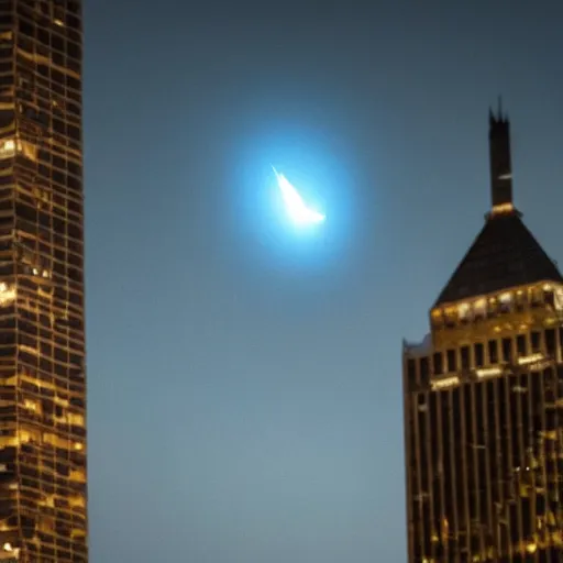 Image similar to the bat signal spotlight over smoggy Gotham City, but the projection has been changed as a prank